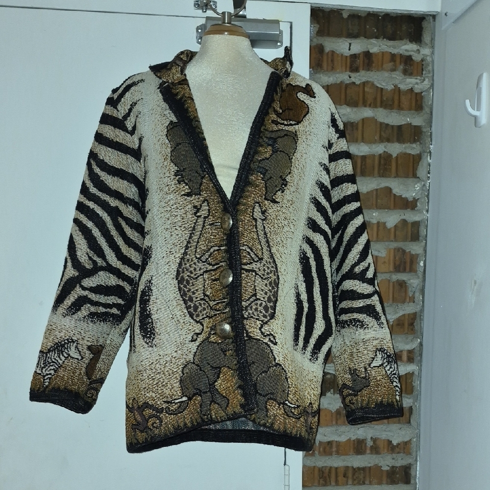 Painted Pony Women's Multicolor Woven Jacket Pocket Button Up Size L Large